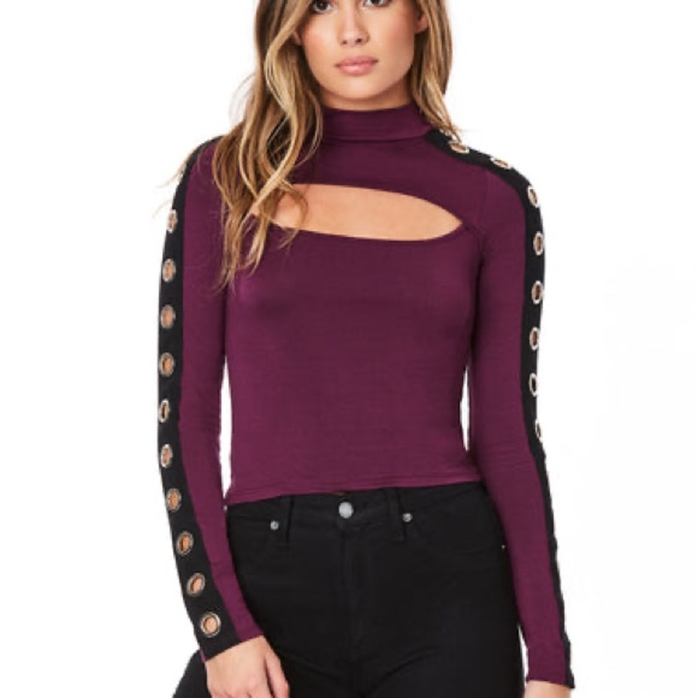 Emma and Sam Mock Neck Long Sleeve with Grommets